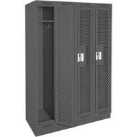 Clean Line Lockers, Bank of 4, 48" x 18" x 76", Steel, Charcoal, Rivet (Assembled), Perforated Waymarc Industries Inc