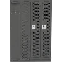 Clean Line Lockers, Bank of 4, 48" x 18" x 76", Steel, Charcoal, Rivet (Assembled), Perforated Waymarc Industries Inc