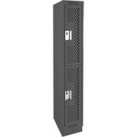 Clean Line Lockers, 2 -tier, 12" x 15" x 76", Steel, Charcoal, Rivet (Assembled), Perforated Waymarc Industries Inc