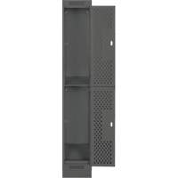 Clean Line Lockers, 2 -tier, 12" x 15" x 76", Steel, Charcoal, Rivet (Assembled), Perforated Waymarc Industries Inc