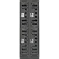 Clean Line Lockers, 2 -tier, Bank of 2, 24" x 15" x 76", Steel, Charcoal, Rivet (Assembled), Perforated Waymarc Industries Inc