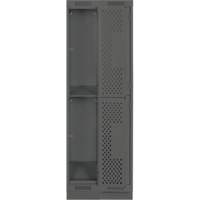 Clean Line Lockers, 2 -tier, Bank of 2, 24" x 15" x 76", Steel, Charcoal, Rivet (Assembled), Perforated Waymarc Industries Inc