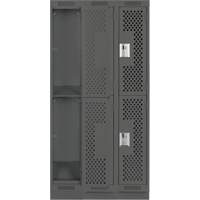Clean Line Lockers, 2 -tier, Bank of 3, 36" x 15" x 76", Steel, Charcoal, Rivet (Assembled), Perforated Waymarc Industries Inc