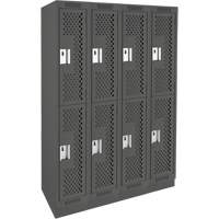 Clean Line Lockers, 2 -tier, Bank of 4, 48" x 15" x 76", Steel, Charcoal, Rivet (Assembled), Perforated Waymarc Industries Inc