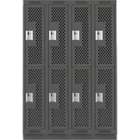 Clean Line Lockers, 2 -tier, Bank of 4, 48" x 15" x 76", Steel, Charcoal, Rivet (Assembled), Perforated Waymarc Industries Inc