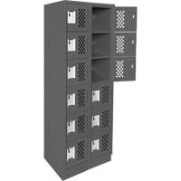 Assembled Lockerettes Clean Line Perforated Economy Lockers, 6 -tier, Bank of 2, 18" x 72" x 12", Steel Waymarc Industries Inc