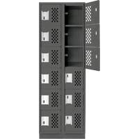 Assembled Lockerettes Clean Line Perforated Economy Lockers, 6 -tier, Bank of 2, 18" x 72" x 12", Steel Waymarc Industries Inc