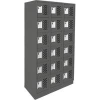 Assembled Lockerettes Clean Line Perforated Economy Lockers, 6 -tier, Bank of 3, 18" x 72" x 12", Steel Waymarc Industries Inc