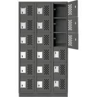 Assembled Lockerettes Clean Line Perforated Economy Lockers, 6 -tier, Bank of 3, 18" x 72" x 12", Steel Waymarc Industries Inc
