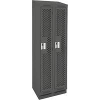 Clean Line Lockers, Bank of 2, 24" x 12" x 82", Steel, Charcoal, Rivet (Assembled), Perforated Waymarc Industries Inc