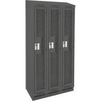 Clean Line Lockers, Bank of 3, 36" x 12" x 82", Steel, Charcoal, Rivet (Assembled), Perforated Waymarc Industries Inc