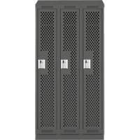 Clean Line Lockers, Bank of 3, 36" x 12" x 82", Steel, Charcoal, Rivet (Assembled), Perforated Waymarc Industries Inc