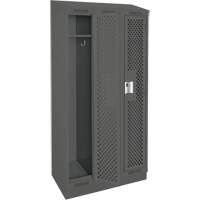 Clean Line Lockers, Bank of 3, 36" x 12" x 82", Steel, Charcoal, Rivet (Assembled), Perforated Waymarc Industries Inc