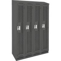 Clean Line Lockers, Bank of 4, 48" x 12" x 82", Steel, Charcoal, Rivet (Assembled), Perforated Waymarc Industries Inc