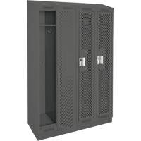 Clean Line Lockers, Bank of 4, 48" x 12" x 82", Steel, Charcoal, Rivet (Assembled), Perforated Waymarc Industries Inc