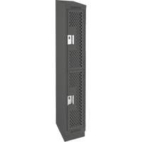 Clean Line Lockers, 2 -tier, 12" x 15" x 82", Steel, Charcoal, Rivet (Assembled), Perforated Waymarc Industries Inc