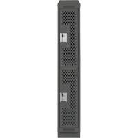 Clean Line Lockers, 2 -tier, 12" x 15" x 82", Steel, Charcoal, Rivet (Assembled), Perforated Waymarc Industries Inc