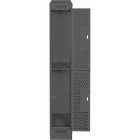 Clean Line Lockers, 2 -tier, 12" x 15" x 82", Steel, Charcoal, Rivet (Assembled), Perforated Waymarc Industries Inc