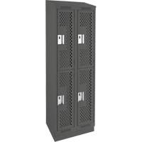 Clean Line Lockers, 2 -tier, Bank of 2, 24" x 15" x 82", Steel, Charcoal, Rivet (Assembled), Perforated Waymarc Industries Inc
