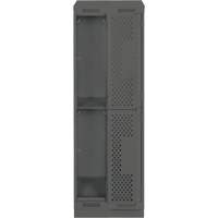 Clean Line Lockers, 2 -tier, Bank of 2, 24" x 15" x 82", Steel, Charcoal, Rivet (Assembled), Perforated Waymarc Industries Inc
