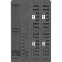 Clean Line Lockers, 2 -tier, Bank of 4, 48" x 12" x 82", Steel, Charcoal, Rivet (Assembled), Perforated Waymarc Industries Inc