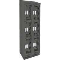 Clean Line Lockers, 3 -tier, Bank of 2, 24" x 12" x 82", Steel, Charcoal, Rivet (Assembled), Perforated Waymarc Industries Inc