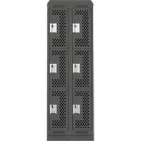Clean Line Lockers, 3 -tier, Bank of 2, 24" x 12" x 82", Steel, Charcoal, Rivet (Assembled), Perforated Waymarc Industries Inc