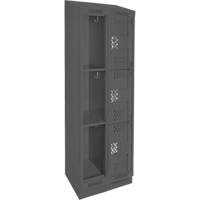 Clean Line Lockers, 3 -tier, Bank of 2, 24" x 12" x 82", Steel, Charcoal, Rivet (Assembled), Perforated Waymarc Industries Inc