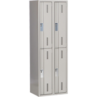 Concorde Heavy-Duty Lockers, 2 -tier, Bank of 2, 24" x 18" x 72", Steel, Grey, Welded (Assembled) Waymarc Industries Inc
