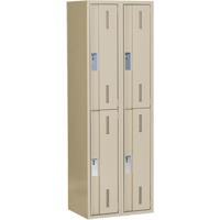 Concorde Heavy-Duty Lockers, 2 -tier, Bank of 2, 24" x 18" x 72", Steel, Beige, Welded (Assembled) Waymarc Industries Inc