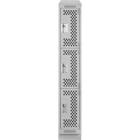 Clean Line Lockers, 3 -tier, 12" x 12" x 72", Steel, Grey, Rivet (Assembled), Perforated Waymarc Industries Inc