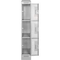 Clean Line Lockers, 3 -tier, 12" x 12" x 72", Steel, Grey, Rivet (Assembled), Perforated Waymarc Industries Inc