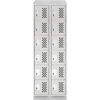 Clean-Line Perforated Lockerette, 6 -tier, Bank of 2, 15" x 72" x 12", Steel Waymarc Industries Inc