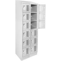 Clean-Line Perforated Lockerette, 6 -tier, Bank of 2, 15" x 72" x 12", Steel Waymarc Industries Inc