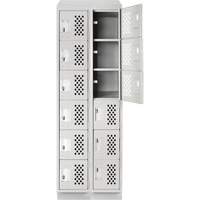 Clean-Line Perforated Lockerette, 6 -tier, Bank of 2, 15" x 72" x 12", Steel Waymarc Industries Inc
