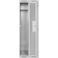 Clean Line™ Lockers, Bank of 2, 24" x 12" x 72", Steel, Grey, Rivet (Assembled), Perforated FK225 | Waymarc Industries Inc