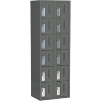 Concorde Heavy-Duty Lockers, 6 -tier, Bank of 2, 24" x 18" x 72", Steel, Charcoal, Welded (Assembled) Waymarc Industries Inc