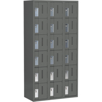 Concorde Heavy-Duty Lockers, 6 -tier, Bank of 3, 36" x 18" x 72", Steel, Charcoal, Welded (Assembled) Waymarc Industries Inc