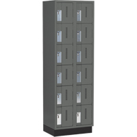 Concorde Heavy-Duty Lockers, 6 -tier, Bank of 2, 24" x 18" x 76", Steel, Charcoal, Welded (Assembled) Waymarc Industries Inc