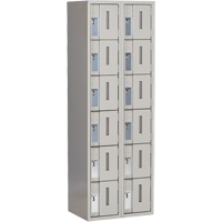 Concorde Heavy-Duty Lockers, 6 -tier, Bank of 2, 24" x 18" x 72", Steel, Grey, Welded (Assembled) Waymarc Industries Inc