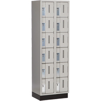 Concorde Heavy-Duty Lockers, 6 -tier, Bank of 2, 24" x 18" x 76", Steel, Grey, Welded (Assembled) Waymarc Industries Inc