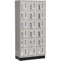 Concorde Heavy-Duty Lockers, 6 -tier, Bank of 3, 36" x 18" x 76", Steel, Grey, Welded (Assembled) Waymarc Industries Inc