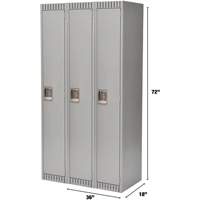 Lockers, Bank of 3, 36" x 18" x 72", Steel, Grey, Knocked Down Waymarc Industries Inc