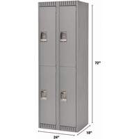 Casiers, 2 niveaux, Bloc de 2, 24" x 18" x 72", Acier, Gris, D&eacute;mont&eacute; Waymarc Industries Inc