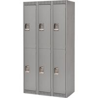 Lockers, 2 -tier, Bank of 3, 36" x 18" x 72", Steel, Grey, Knocked Down Waymarc Industries Inc
