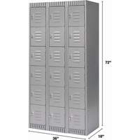 Lockers, 6 -tier, Bank of 3, 36" x 18" x 72", Steel, Grey, Knocked Down Waymarc Industries Inc
