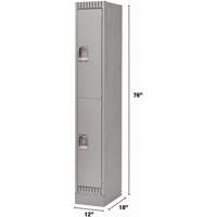 Lockers, 2 -tier, 12" x 18" x 76", Steel, Grey, Knocked Down Waymarc Industries Inc