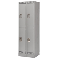 Lockers, 2 -tier, Bank of 2, 24" x 18" x 76", Steel, Grey, Knocked Down Waymarc Industries Inc