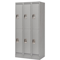 Lockers, 2 -tier, Bank of 3, 36" x 18" x 76", Steel, Grey, Knocked Down Waymarc Industries Inc