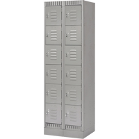 Lockers, 6 -tier, Bank of 2, 24" x 18" x 76", Steel, Grey, Knocked Down Waymarc Industries Inc